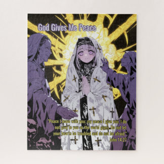 God Gives Me Peace - Christian Vintage Retro Anime Jigsaw Puzzle
