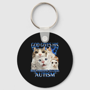 God gives most powerful soldiers autism awareness key ring