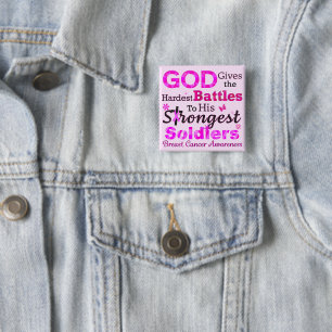 GOD Gives the Hardest Battles 15 Cm Square Badge