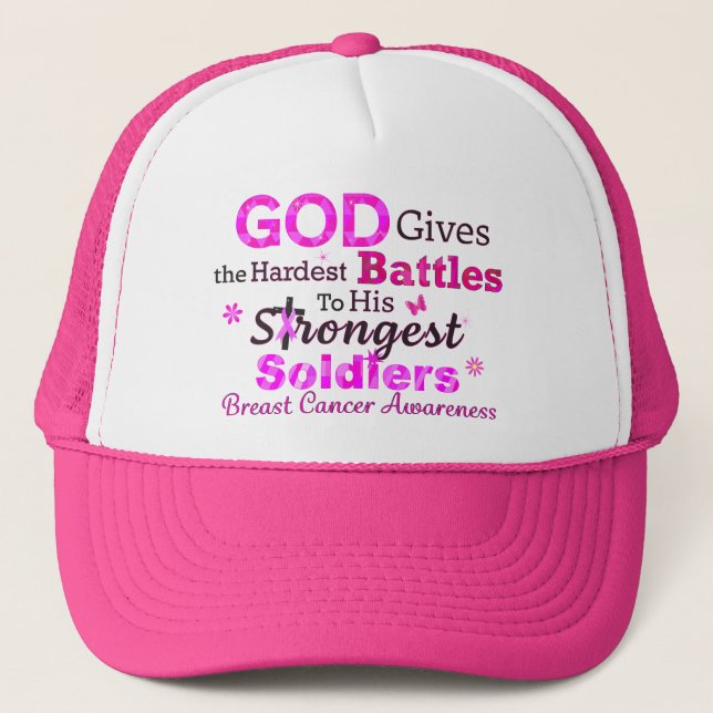 GOD Gives the Hardest Battles Trucker Hat (Front)