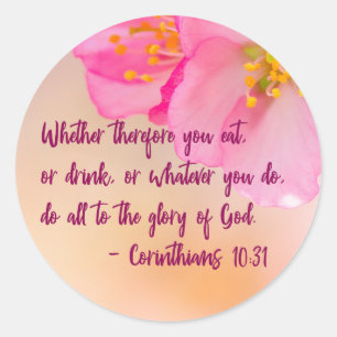 God Glory Christian Floral Inspirational Classic Round Sticker