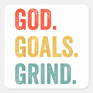 God Goals Grind Christian Workout Fitness Gym Square Sticker