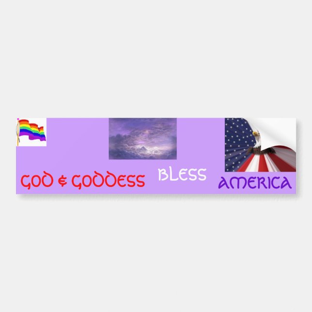 GOD & GODDESS, BLESS, AMERICA BUMPER STICKER (Front)