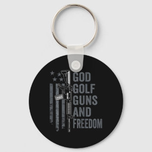 God Golf Guns And Freedom - Funny Pro Guns Golfer Key Ring