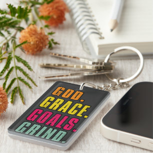 God Grace Goals Grind Inspirational Faith Key Ring