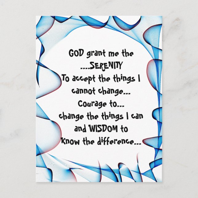 GOD grant me the SERENITY on a colourful postcard (Front)