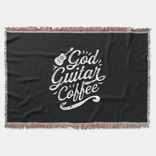 God Guitar Coffee Music Lover Funny Christian Throw Blanket
