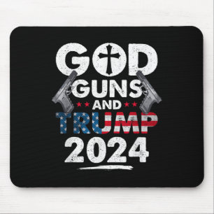 God Guns And Trump 2024 Usa American Flag Mouse Pad