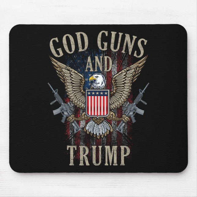 God Guns And Trump 2nd Amendment Flag Ar15 America Mouse Pad (Front)