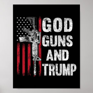 God Guns And Trump 2nd Amendment Flag Ar15 Poster
