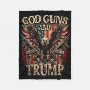 God Guns And Trump 2nd Amendment Flag Eagle Americ Fleece Blanket