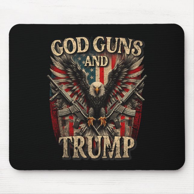 God Guns And Trump 2nd Amendment Flag Eagle Americ Mouse Pad (Front)