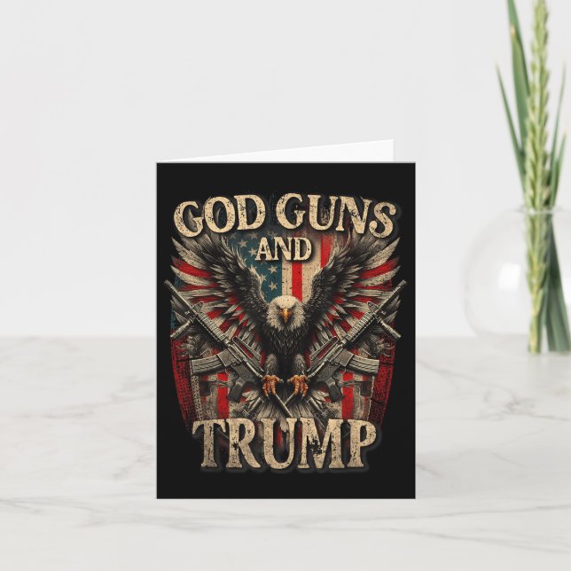 God Guns And Trump 2nd Amendment Flag Eagle Card (Front)