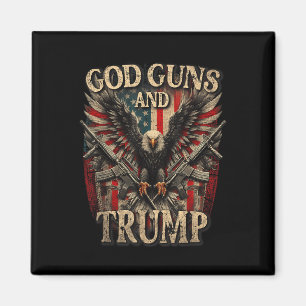 God Guns And Trump 2nd Amendment Flag Eagle Magnet