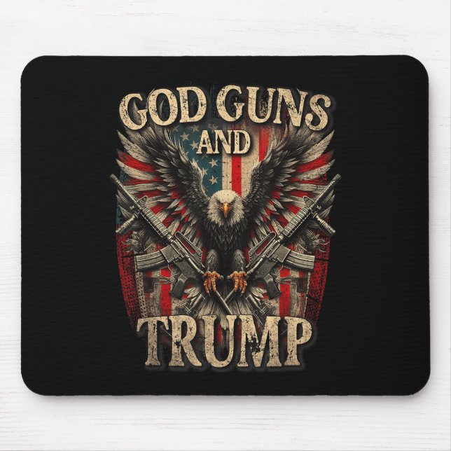 God Guns And Trump 2nd Amendment Flag Eagle Mouse Pad (Front)