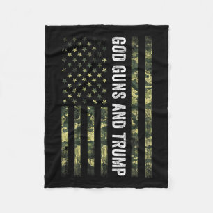 God Guns And Trump 2nd Amendment Usa Flag American Fleece Blanket