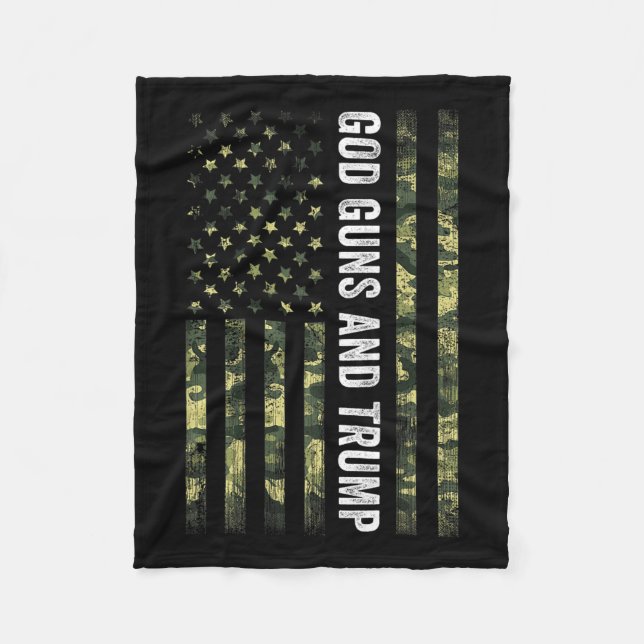 God Guns And Trump 2nd Amendment Usa Flag American Fleece Blanket (Front)