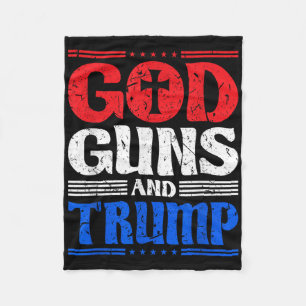 God Guns And Trump American Flag Patriot  Fleece Blanket