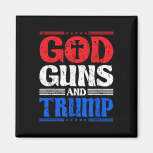 God Guns And Trump American Flag Patriot Magnet