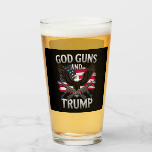 God Guns And Trump Eagle American Flag Vintage Glass