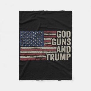 God Guns And Trump - Pro God Gun Funny Republican  Fleece Blanket