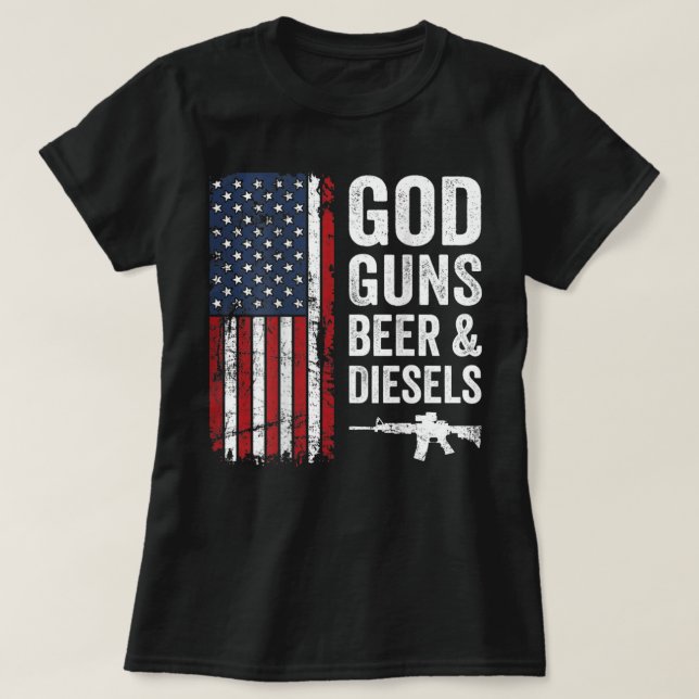 God Guns Beer And Diesels - Mens USA Truck Mechani T-Shirt (Design Front)
