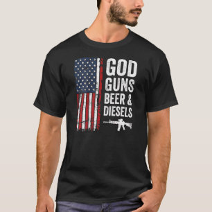 God Guns Beer & Diesels  Mens Usa Truck Mechanic   T-Shirt