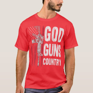 God Guns Country AR15 Gun Rights American Flag Pat T-Shirt
