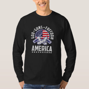 God Guns Freedom America Us Flag Patriotic America T-Shirt