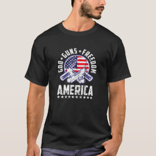 God Guns Freedom America Us Flag Patriotic America T-Shirt