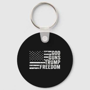 God Guns Trump Freedom - Christian Funny Pro Gun U Key Ring