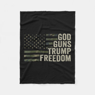 God Guns Trump Freedom - Funny Camouflage Pro Gun Fleece Blanket
