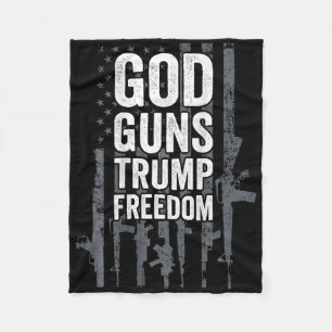 God Guns Trump Freedom - Funny Pro Gun Usa Flag (o Fleece Blanket
