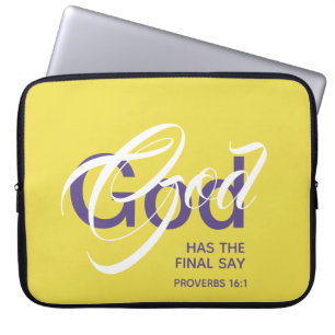GOD HAS FINAL SAY Monogram Scripture Yellow Laptop Sleeve