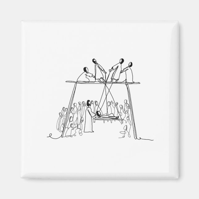 God Heals Man Of Palsy Let Down Through The Roof R Magnet (Front)