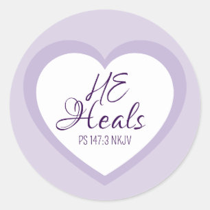 God Heals the Brokenhearted Light Purple Comfort Classic Round Sticker