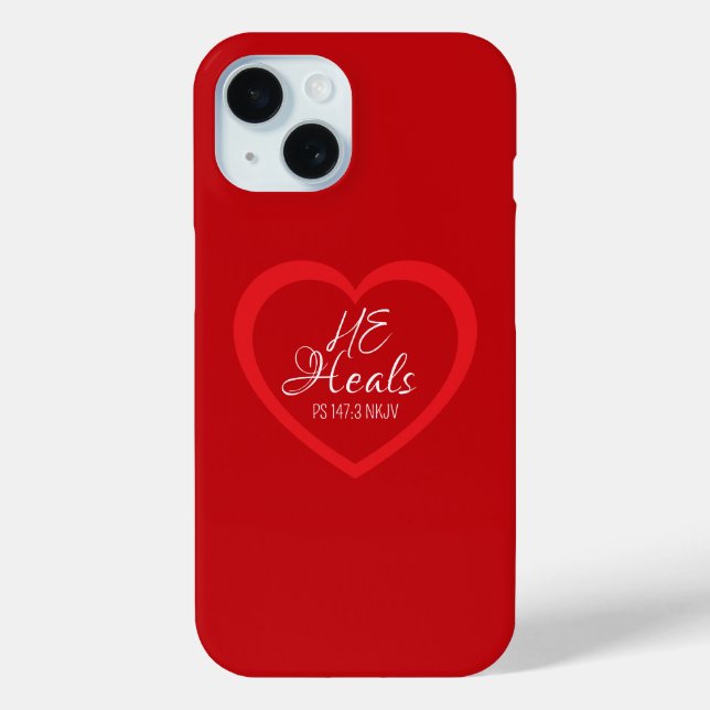 God Heals the Brokenhearted Red Heart Bible Verse Case-Mate iPhone Case (Back)