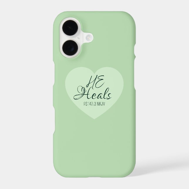 God Heals the Brokenhearted Soft Green Encouraging (Back)