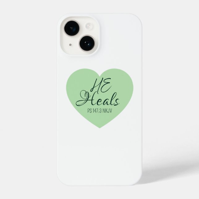 God Heals the Brokenhearted Soft Green Encouraging iPhone Case (Back)