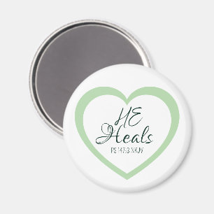 God Heals the Brokenhearted Soft Green Encouraging Magnet
