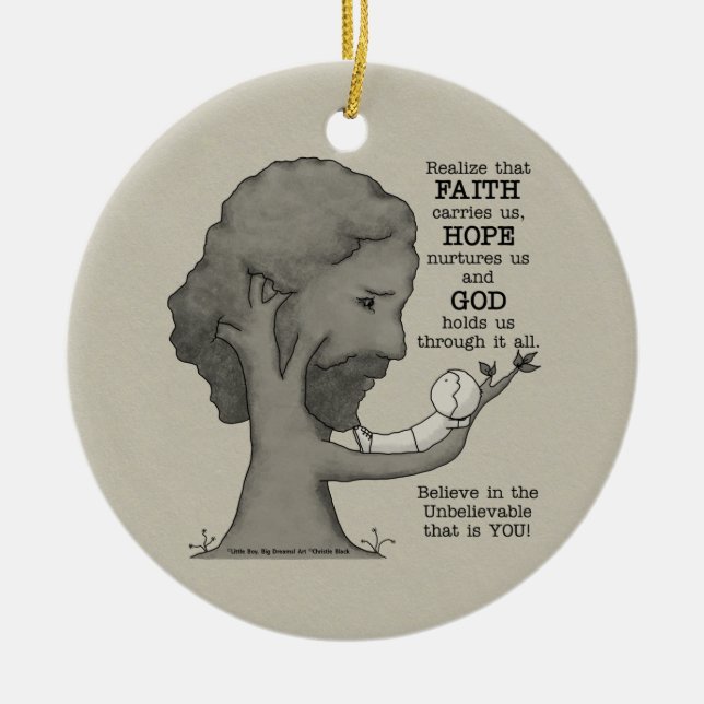 God Holds Us Ceramic Tree Decoration (Front)