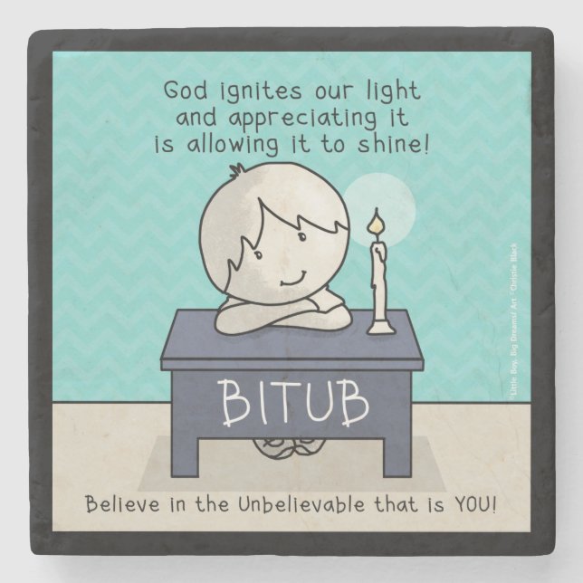 God Ignites Our Light Stone Coaster (Front)