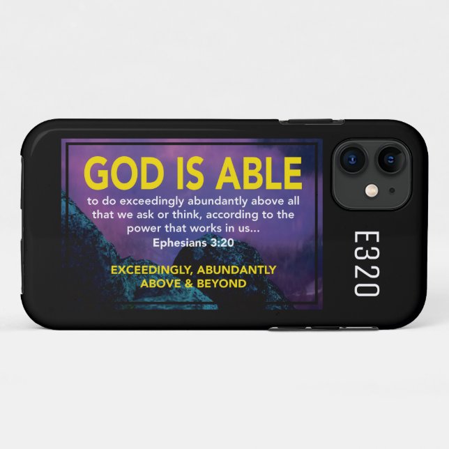 GOD IS ABLE | Ephesians 3:20 Christian Black Case-Mate iPhone Case (Back (Horizontal))
