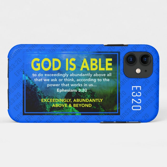GOD IS ABLE | Ephesians 3:20 Christian Blue Case-Mate iPhone Case (Back (Horizontal))