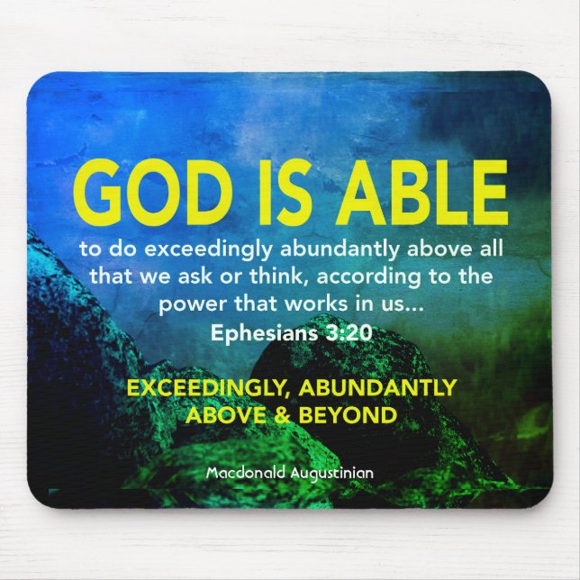 GOD IS ABLE Ephesians 3:20 Christian Mouse Pad (Front)