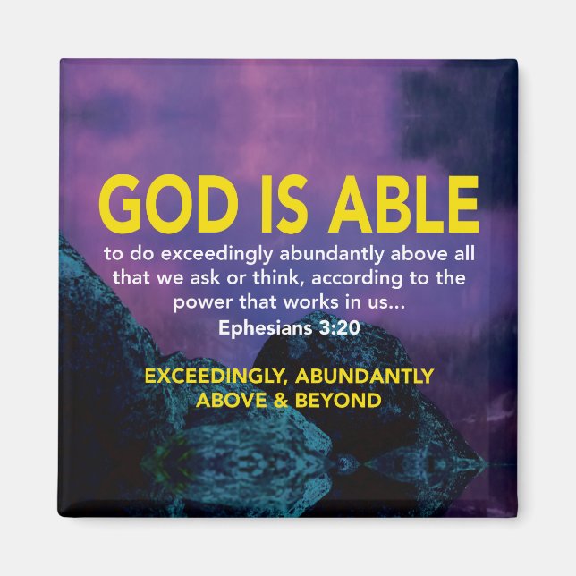 GOD IS ABLE Ephesians 3:20 Inspirational Scripture Magnet (Front)