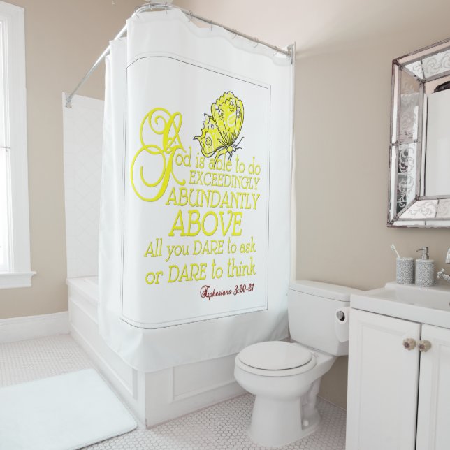 God Is Able Scripture on Shower Curtain -Eph 3:20 (In Situ)