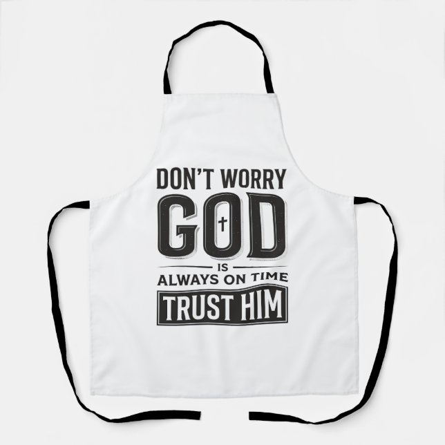 God Is Always on Time Christian Typography Design_ Apron (Front)