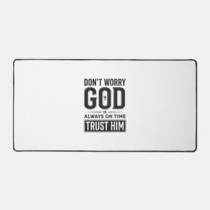 God Is Always on Time Christian Typography Design_ Desk Mat