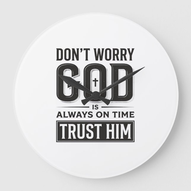 God Is Always on Time Christian Typography Design_ Large Clock (Front)
